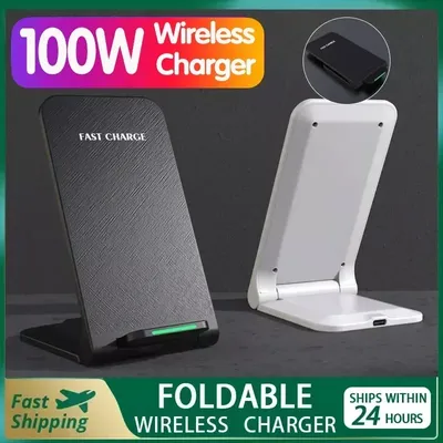 iPhone 15 14 13 12 11 Pro Max 11 전화 스탠드 용 100W 무선 충전기 스테이션 Samsung Xiaomi Foldable 용 고속 충전 충전기